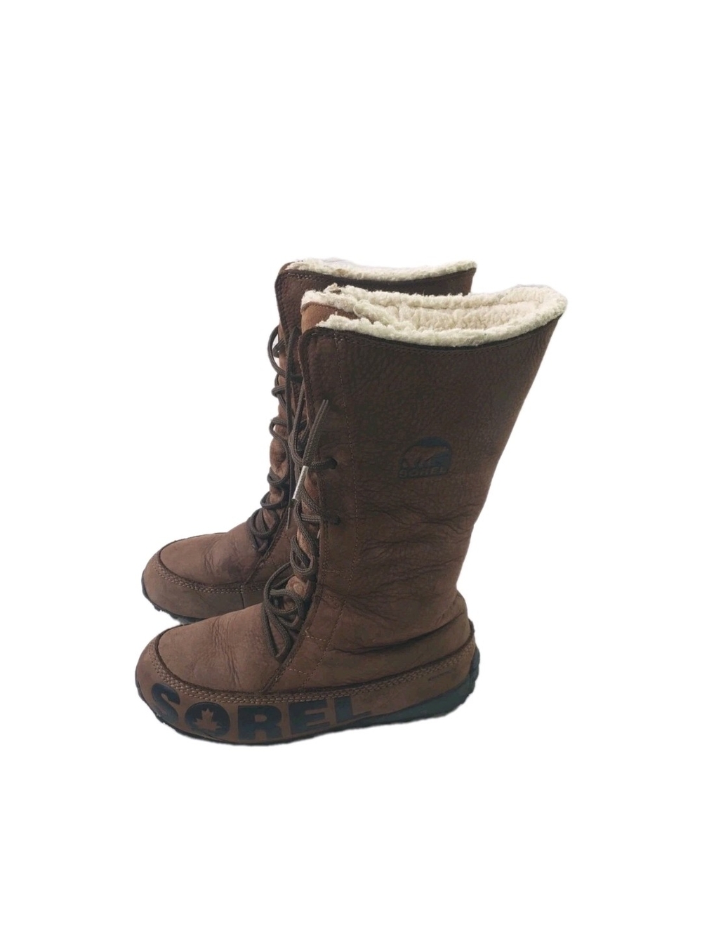 Sorel Shila Brown Leather Lace-Up Boots Waterproof Womens Size 7.5